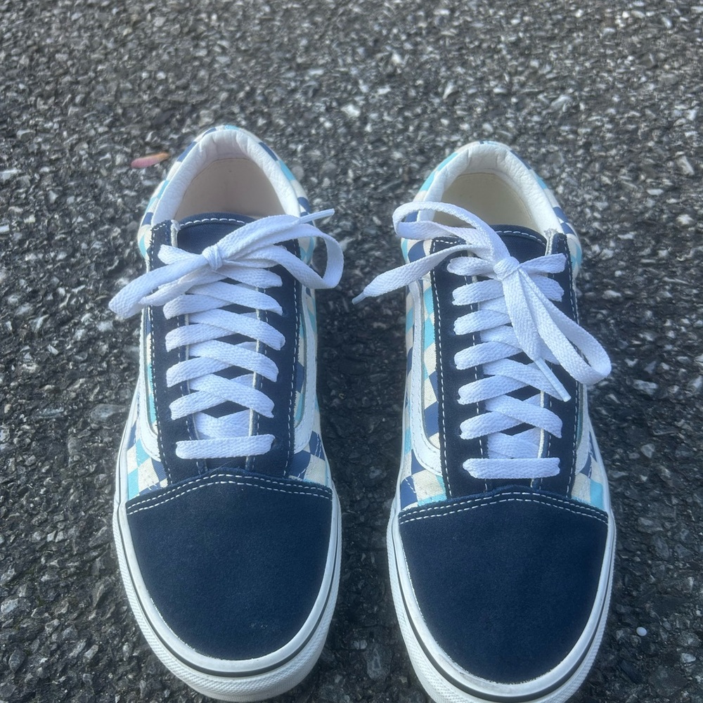 Vans Unisex Blue and White Checkered Sneakers